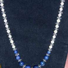Lapis Lazuli, AAA Pearls and Swarovski Crystal Necklace