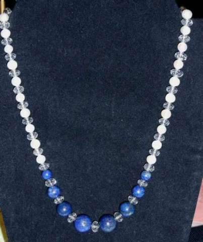 Lapis Lazuli, AAA Pearls and Swarovski Crystal Necklace