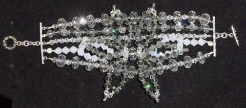 Swarovski Crystal Flower Cuff Bracelet