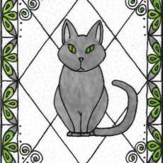 Black Cat 8x10 Inch Unframed Plexiglass Stained Glass Painting