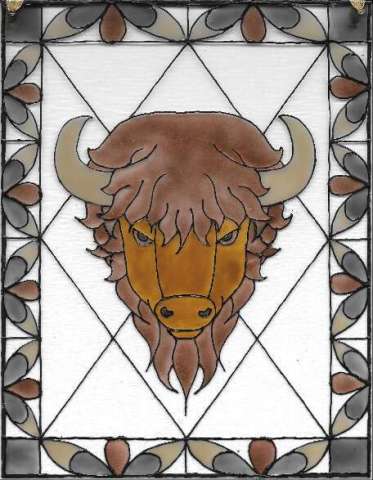 Buffalo Bison 8x10 Inch Unframed Plexiglass Stained Glass Painting