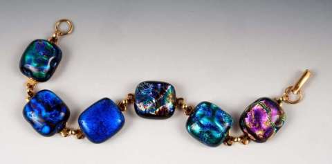 Larger cabachon dichroic bracelet