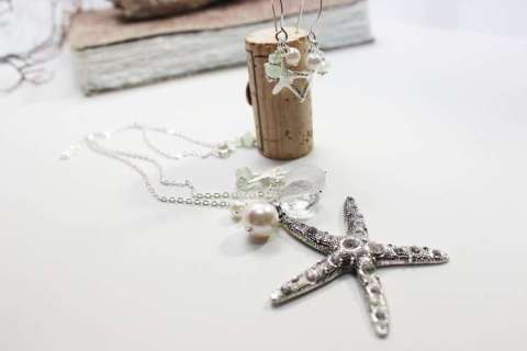 Large Starfish Necklace With Seaglass