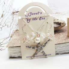 Large Starfish Necklace With Seaglass Pink