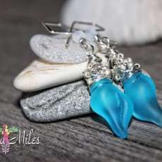 Blue Conch Seaglass Earrings