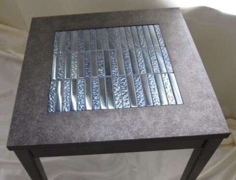 Side table with tile inlay