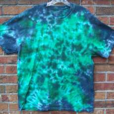 Green & Black Crinkled Tie Dye