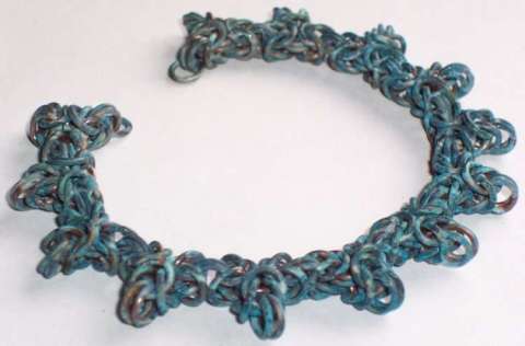 Byzantine Weave Chainmaille Blue Patina by Billy