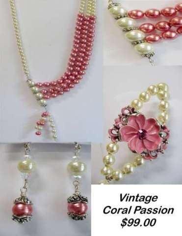 ~Titanic~ Vintage Coral Passion Pendant Set