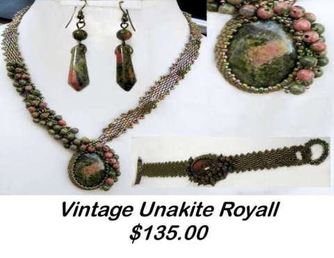 ~Titanic~ Vintage Unakite Royall Pendant Set