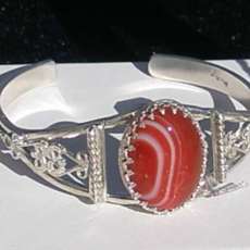 Red Lace Agate Cuff Bracelet