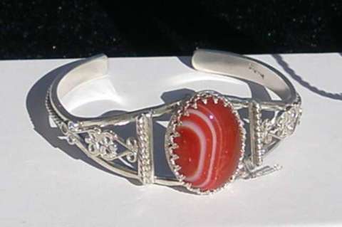 Red Lace Agate Cuff Bracelet