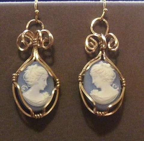 Cameo Wire Wrapped Earrings