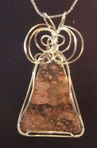 Sterling Silver Wire Wrapped Jasper Pendant