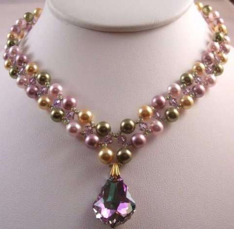 Right Angle Weave Swarovski Beaded Necklace