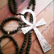 Lava Stone & Brass Ankh