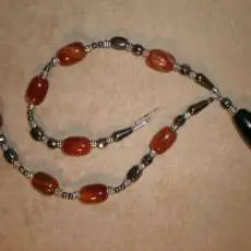 Black Banded and Red Carnelian Agate Necklace