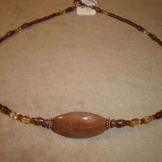 Rainbow Moonstone Agate Pendant Choker Necklace.