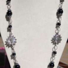 Black Jade and Bali Silver Necklace