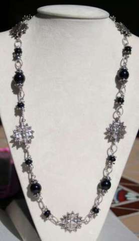 Black Jade and Bali Silver Necklace