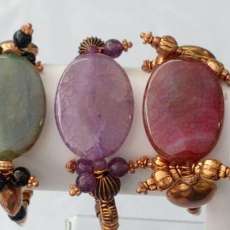 Bracelets, bangle/stretch, semiprecious stones and copper