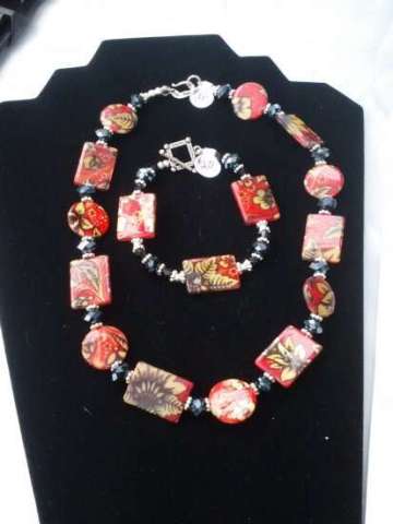 Necklace, bracelet & earrings - Art Neuveaux