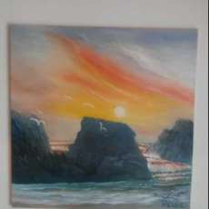 Beach Cove With Setting Sun