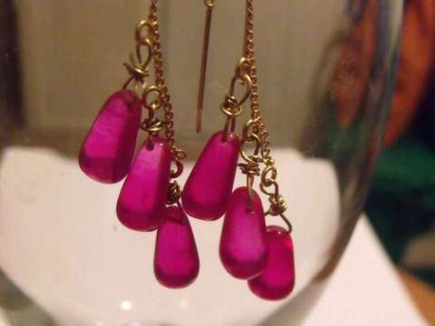 Neon Hot Pink Chalcedony Earrings