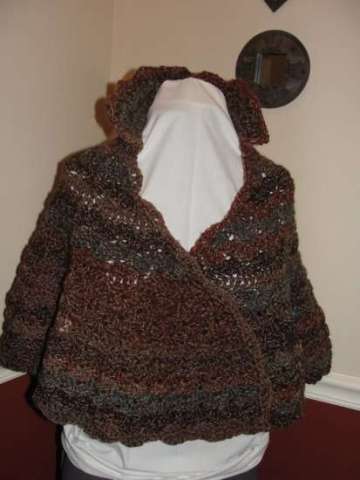 Multi colored brown capelette shawl