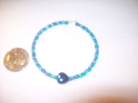 turquoise and purple heart flex-z bracelet $8.oo