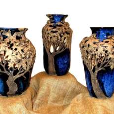 Carved & appliqued Vases