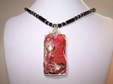 Pink Variscite with onyx necklace