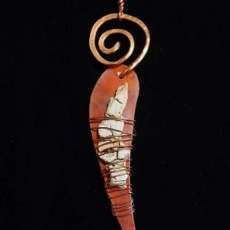 Copper pendant with birch bark