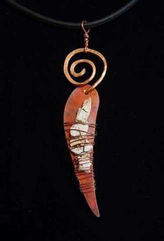 Copper pendant with birch bark