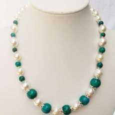 Austrian Jasper and Crystal Pearls in Silver Setting