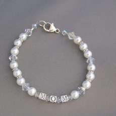 Personalized Pearl and Crystal Bracelet