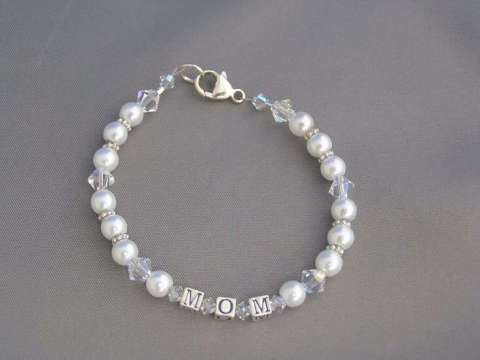 Personalized Pearl and Crystal Bracelet