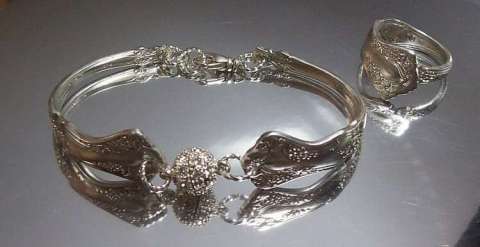 Vintage Pattern Bracelet with Swarovski & Matching Ring