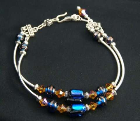 Silver and Blue anklet