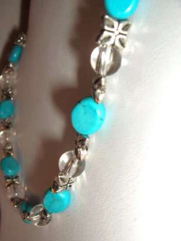 Bracelet of Turquoise, Clear Quartz, & Tibetan Silver