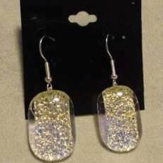 Fused Glass Clear Glass with Gold Specks Earrings