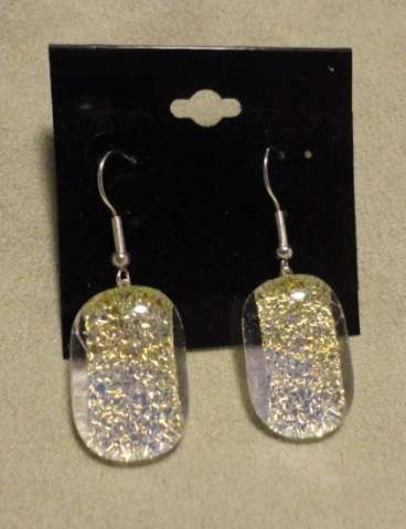 Fused Glass Clear Glass with Gold Specks Earrings