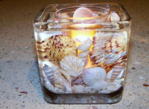 Square shell candle holder