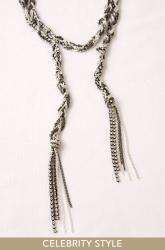 Adrienne Mixed Chain Lariat, Silver