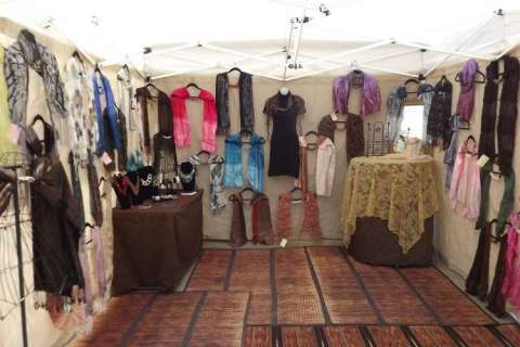 Booth photo of silk scarves I hand design