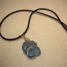 Blue Cobalt Wire Wrapped Sea Glass