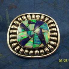 Inlayed Krocera opal and lapus belt buckle