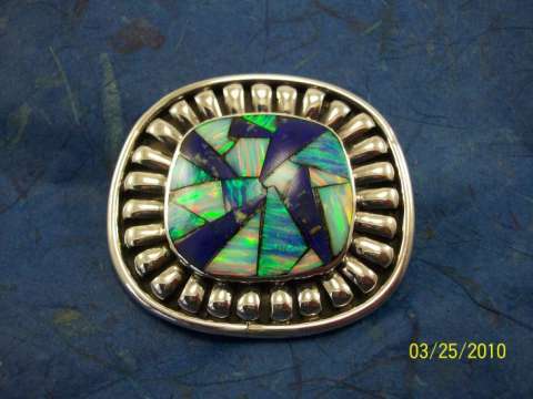 Inlayed Krocera opal and lapus belt buckle