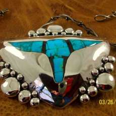 Five ounce turquoise and silver belt buckle