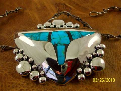 Five ounce turquoise and silver belt buckle